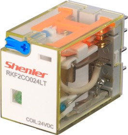 Реле RKF2CO024LT, 2CO, 12A(250VAC/30VDC), 24VDC, мех. индикация, тест-кнопка с блокировкой, LED