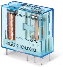 Реле миниатюрное универсальное электромеханич. монтаж на печатную плату или в розетку выводы с шагом 5мм 2CO 10А AgN 24В DC (чувствит.) RTII