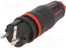 05721-SR, Разъем: питания AC; "папа"; вилка; 2P+PE; 250ВAC; 16А; черный; PIN: 3