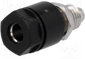 PJ3230-B, Гнездо, "банан" 4мм, 36А, 60ВDC, Отв: d8мм, черный, никелированные