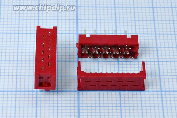 Разъем (Micro Match) MM-10FDC вилка, шаг P1.27, контакты 10P, на плату/на шлейф, MM-10FDC