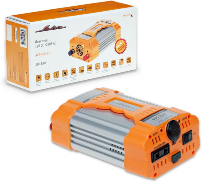API-400-03, Преобразователь напряжения (инвертор) 12-220V 500Вт AIRLINE API-400-03, Преобразователь напряжения (инвертор) 12-220V 500Вт AIRLINE
