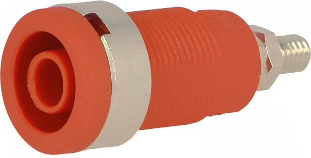 PJ3265-R, Гнездо "банан" 4мм, 36А, отверстие 12мм, красный, никелированные контакты