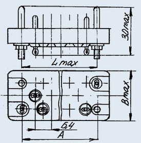 РП10-22 Л вилка, Соединитель низкочастотный, прямоугольный, внутреннего монтажа, год 91