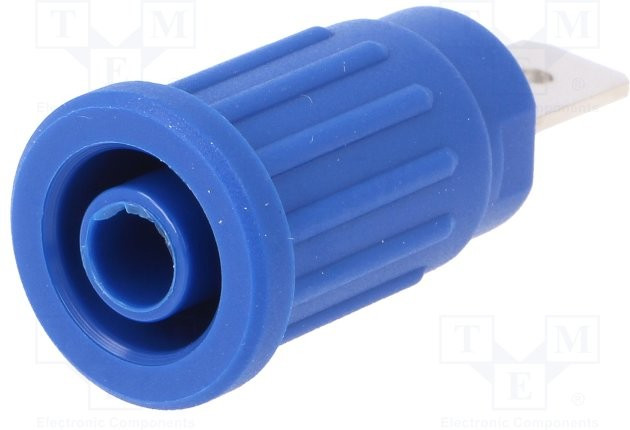 SEPB 6453 Ni / BL, Blue Female Banana Socket, 4 mm Connector, PC Pin Termination, 32A, 1000V, Nickel Plating