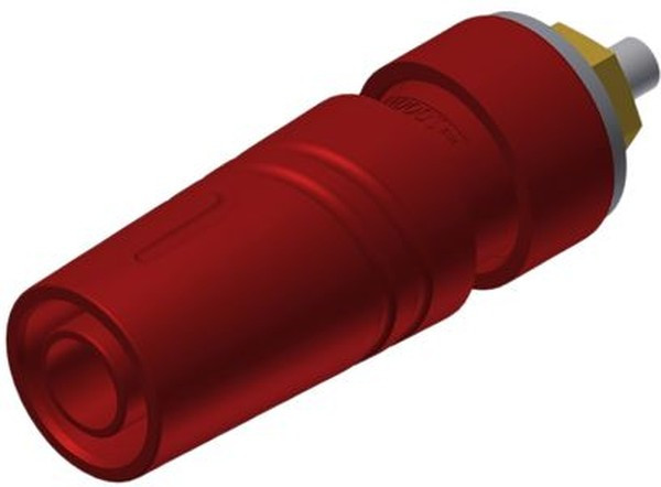 972358701, Red Female Banana Socket, 4 mm Connector, Solder Termination, 32A, 1000V ac/dc, Gold