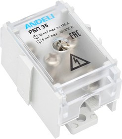 Распределительный блок проходной РБП-35 (1х35 - 4х6 мм2) 125/50A (ANDELI) Распределительный блок проходной РБП-35 (1х35 - 4х6 мм2) 125/50A (ANDELI)