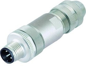 99 3721 820 04, Circular Connector, M12, Plug, Right Angle, Poles - 4, Crimp, Cable Mount