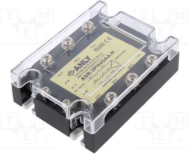 ASR-3PH40AA-H, Реле: полупроводниковое, Uупр: 80-280ВAC, 40А, 48-480ВAC, 3-фазный