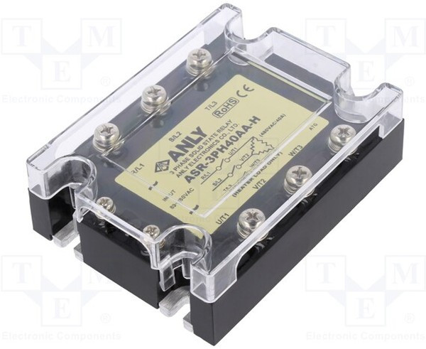 ASR-3PH40AA-H, Реле: полупроводниковое, Uупр: 80-280ВAC, 40А, 48-480ВAC, 3-фазный