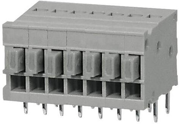 TBL009-254-07GY-2GY, Fixed Terminal Blocks Terminal block, screwless, 2.54, Horizontal, 7, Gray w Gray Button