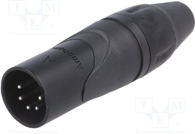 AX5MB, Вилка, XLR, "папа", PIN: 5, прямой, на провод, пайка, посеребренные