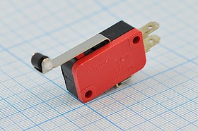 Микропереключатель, размер 29x10 x16, 15А, переключение ON-(ON), размер концевика L26, SF-6013.0