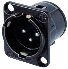 Neutrik NC3MD-V-B панельный разъем XLR male серии D,вертикальная установка на ПП, черненый корпус, золочёные контакты