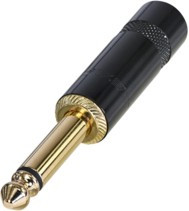 NYS224BG, Phone Connectors 1/4" MONO LONG HANDL BLACK/GOLD REAN