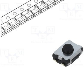 EVQP2F02K, Микропереключатель TACT, SPST, Пол: 2, 0,02A/15ВDC, SMT, нет, 2,5мм