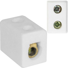 КВК-1-12, Клемма винтовая керамическая , для проводов сечением 2.5 мм2, 1x1 контакт, 400 В, 12 А, -40...+450 °C, белая