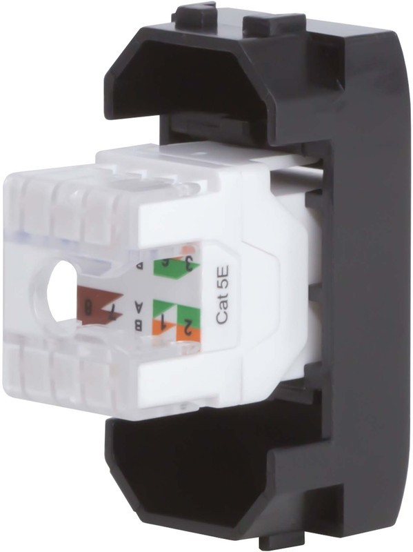 77654N, BRAVA Розетка компьютерная RJ45 (разъем PcNet) 1 модуль категория 5е черная