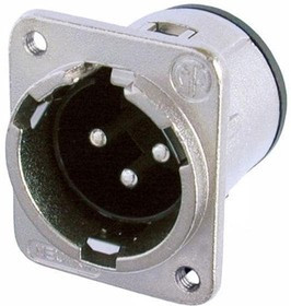 NC3MDM3-H, XLR Connectors 3P M RECEPT DM3 SER PCBH NICKEL/SILVER