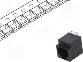 RJJU66141E1V083, Гнездо, RJ12, PIN: 6, Кат: 5, Конф: 6p6c, SMT, вертикальный