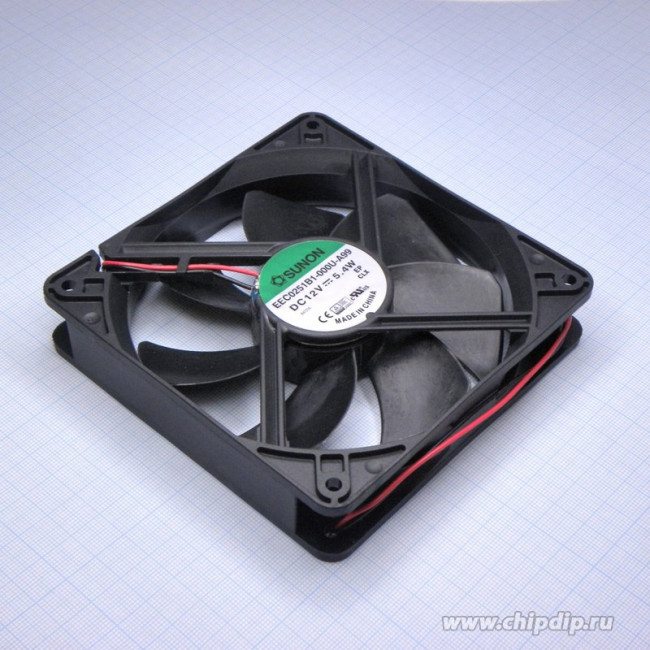 EEC0251B1-000U-A99, Вентилятор осевой, 12В DC, 120x120x25мм, подшипник качения, 183,83куб.м/ч, 44,5дБА