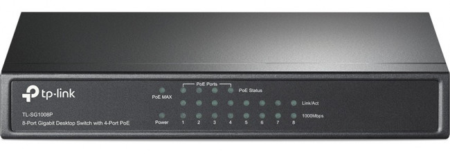 Коммутатор TP-Link TL-SG1008P 8x1Гбит/с 4PoE 55W неуправляемый Коммутатор TP-Link TL-SG1008P 8x1Гбит/с 4PoE 55W неуправляемый