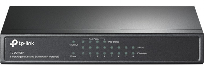 Коммутатор TP-Link TL-SG1008P 8x1Гбит/с 4PoE 55W неуправляемый Коммутатор TP-Link TL-SG1008P 8x1Гбит/с 4PoE 55W неуправляемый