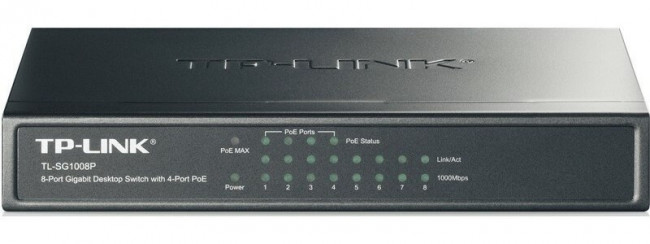 Коммутатор TP-Link TL-SG1008P 8x1Гбит/с 4PoE 55W неуправляемый Коммутатор TP-Link TL-SG1008P 8x1Гбит/с 4PoE 55W неуправляемый