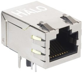 HFJT1-PPE50RL, Modular Connectors / Ethernet Connectors 100BASE-T 1x1 Tab Up RJ45 w/MAG PIP EXT