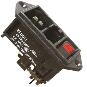 DD11.0123.1110, C14 Panel Mount IEC Connector Male, 10A, 250 V, Fuse Size 5 x 20mm