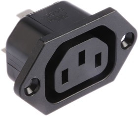 6600.3300, IEC Power Connector, IEC C13 Outlet, 15 А, 250 В AC, Быстрое Соединение, Монтаж на Фланец
