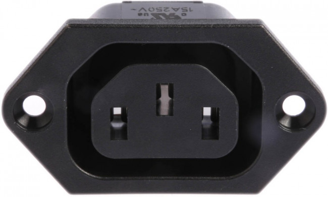 6600.3300, IEC Power Connector, IEC C13 Outlet, 15 А, 250 В AC, Быстрое Соединение, Монтаж на Фланец