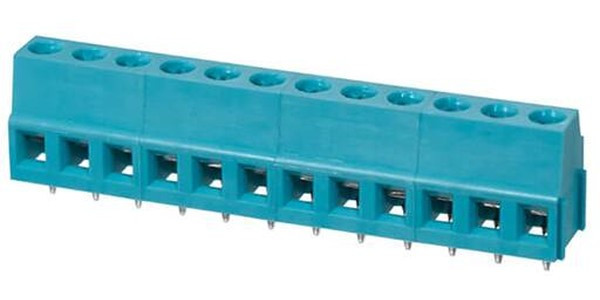 TB007-508-12BE, Fixed Terminal Blocks Terminal block, screw type, 5.08 , horizontal, 12 poles, CUI Blue, slotted screw, PCB mount
