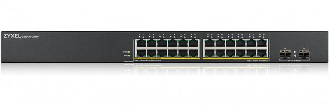 Коммутатор Smart L2 PoE+ Zyxel GS1900-24HPv2, rack 19", 24xGE PoE+, 2xSFP, бюджет PoE 170 Вт