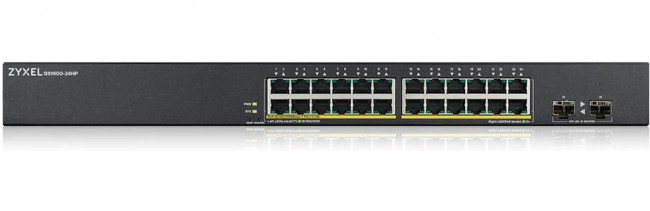 Коммутатор Smart L2 PoE+ Zyxel GS1900-24HPv2, rack 19", 24xGE PoE+, 2xSFP, бюджет PoE 170 Вт