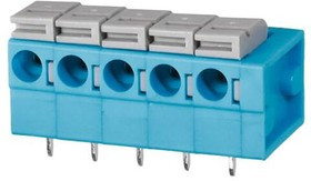 TBL004-508-05BE-2GY, Fixed Terminal Blocks Terminal block, screwless, 5.08, Horizontal, 5 Blue w Grey button