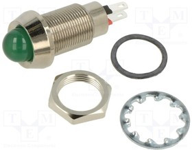 514-114-23, Индикат.лампа: LED; выпуклый; 24-28ВDC; Отв: O12,7мм; IP67; латунь