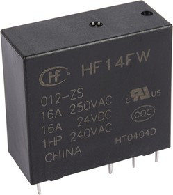 HF14FW/012-ZS, Реле 1 переключ. 12VDC, 16A/277VAC SPDT