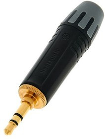 Seetronic MTP3C-BG кабельный разъем Jack 3.5мм TRS (стерео) штекер, черный корпус, золоченые контакты, под кабель 3.5-6.5мм