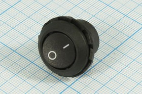 Клавишный переключатель 2-х полюсный чёрный, 220В/6А,c фиксацией; №10670B Пкл\\15\2xON-ON\d18,2\ чер\чер\\6C\R13-130B\