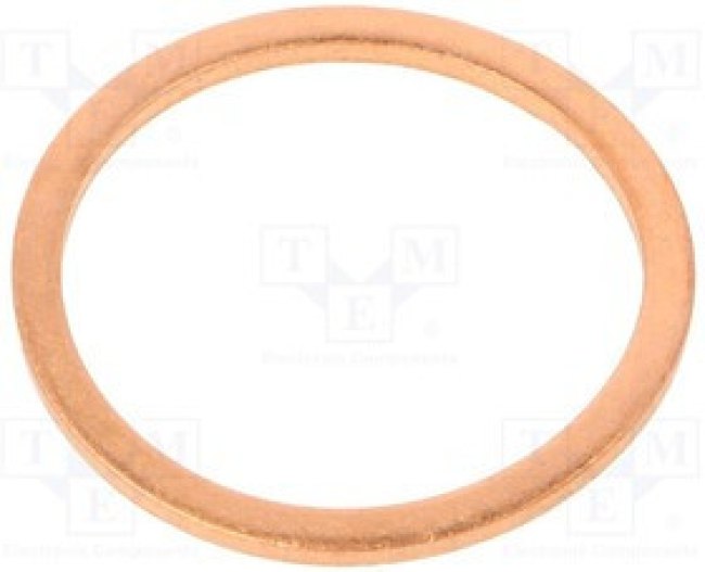 DIN7603-CU-21-26-A, Прокладка; медь; D: 1,5мм; Oвнутр: 21мм; Oвнешн: 26мм; DIN: 7603