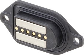 M9K701-299L, MultiMag 6, Straight Panel Mount Female Magnetic Connector, Solder Termination