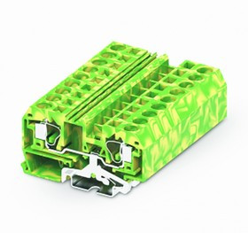210927, Клемма CAGE CLAMP на DIN рейку серии 210, 2*2 конт., жёлто-зелён.