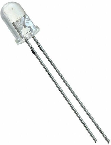 TSHG6210, ИК-передатчик, 5мм, 850нм, прозрачная, 230мВт, 10°, THT, 1,5-1,8В TSHG6210, ИК-передатчик, 5мм, 850нм, прозрачная, 230мВт, 10°, THT, 1,5-1,8В