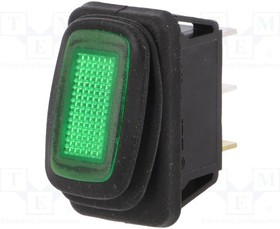 R13238B801G, ROCKER; SPST; Pos: 2; ON-OFF; 16A/12VDC; green; IP65; LED; 12V; 50m? R13238B801G, ROCKER; SPST; Pos: 2; ON-OFF; 16A/12VDC; green; IP65; LED; 12V; 50m?