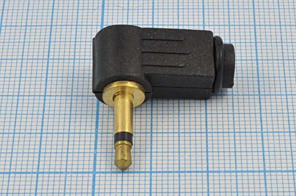 Вилка 3.5 моно, контакты 2C[Au], на кабель угловой, пластик хвост