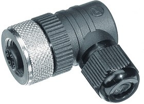 RND 205-01190, Circular Connector, M12, Plug, Right Angle, Poles - 4, Solder, PCB