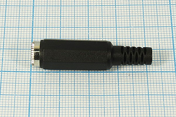 Разъем питания DC розетка, d2.5D5.5, 2C, на кабель, пластик хвост