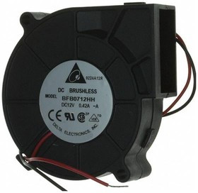 BFB0712HH-A, Blowers &amp; Centrifugal Fans DC Blower, 75.7x75.7x25mm, 12VDC, Ball Bearing, Lead Wires, Locked Rotor Sensor