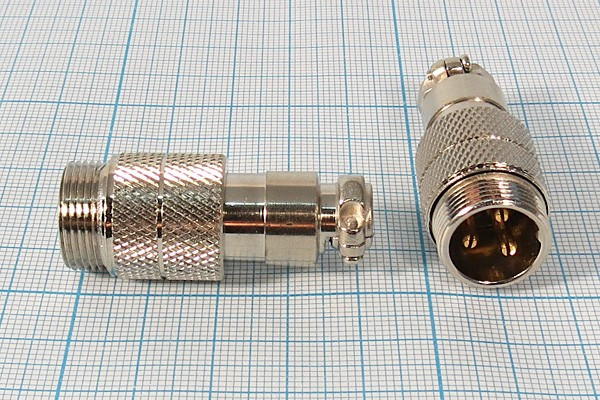 Разъем микрофонный MIC16 вилка, контакты 3P, монтаж на кабель, М16, MC901-3P